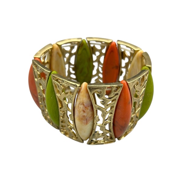 Vintage 1960s–70s Modernist Statement Bracelet | Mid-Century Gold Tone - Picture 5 of 11